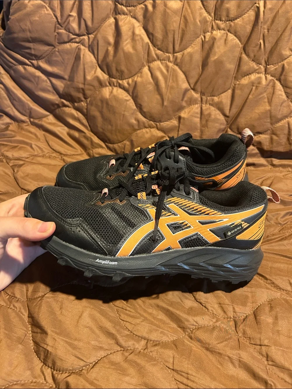Asics Black and Orange Women's Trail Sneakers